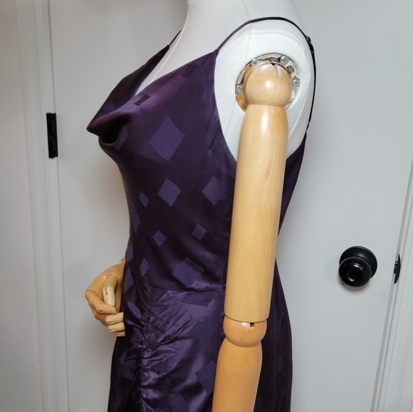 Milly Lilliana Purple Geometric Jacquard Silk-Blend Engagement Midi Dress Size 6 - Picture 4 of 9